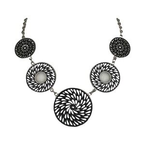 🔥SILVER and Black Circle Statement Necklace